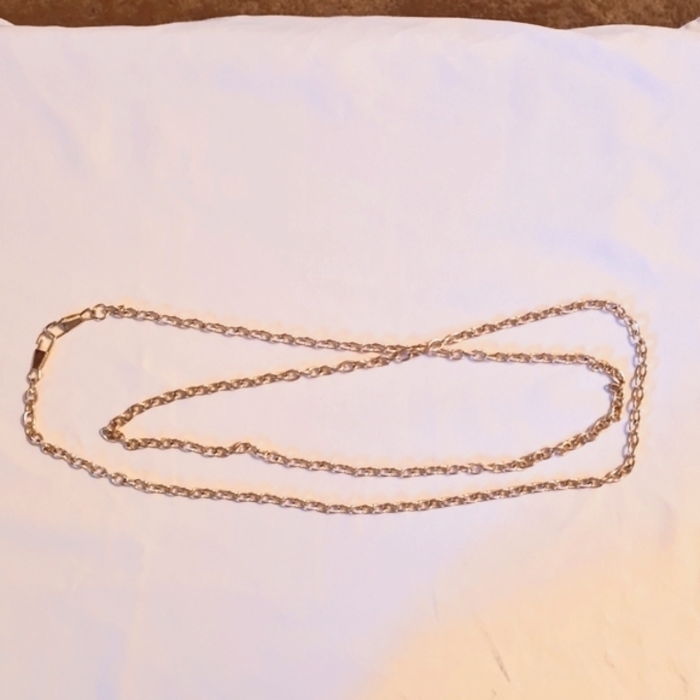 Opera necklace with fishhook closure, gold tone
